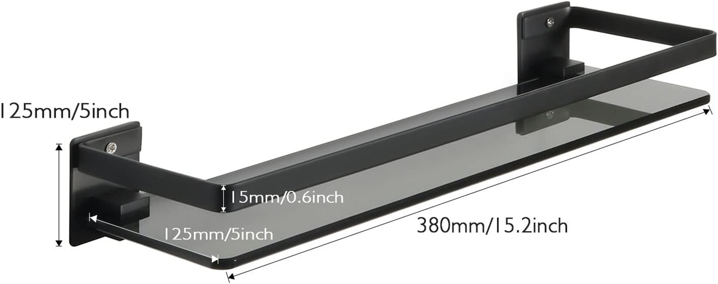 Bathroom Shelf Black Bathroom Wall Shelf Glass Shelf for Bathroom Floating Shelf Glass Shower Shelf Stainless Steel Wall Mount Bathroom Organizer Bathroom Accessories Bathroom Wall Shelves ( Color : G