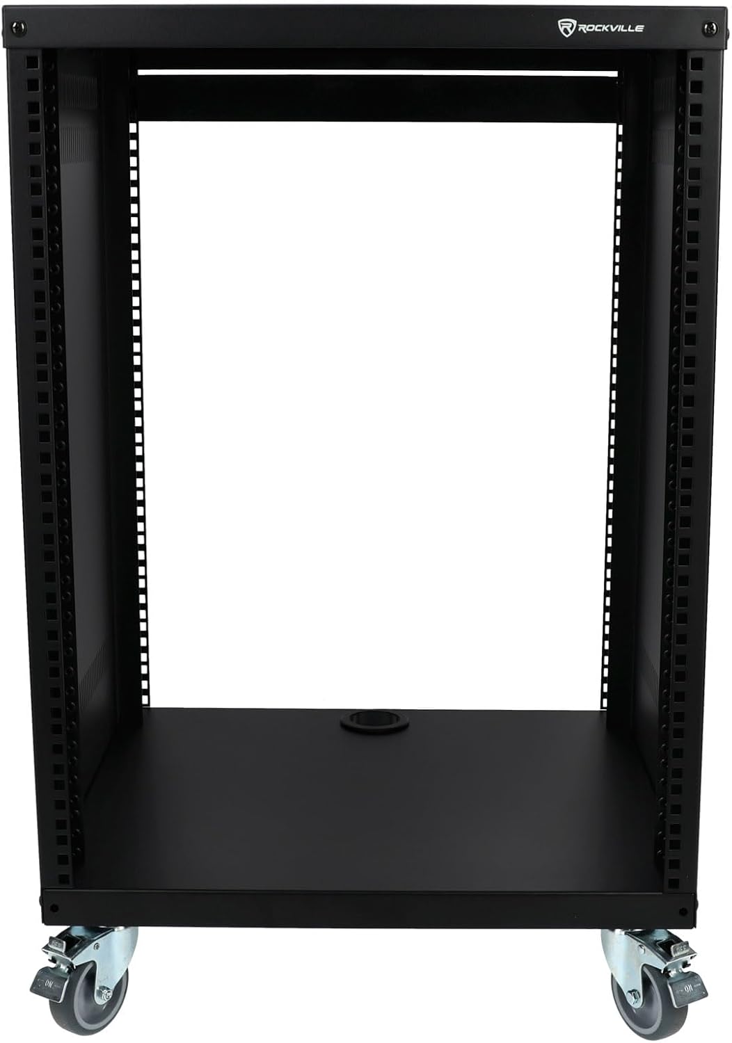 Rockville RR14U 14U Live Sound/Recording Studio Rack Case with Wheels, Reversible Rack Rails, Front & Rear Mounting, Cable Management Ports, 440lb Capacity