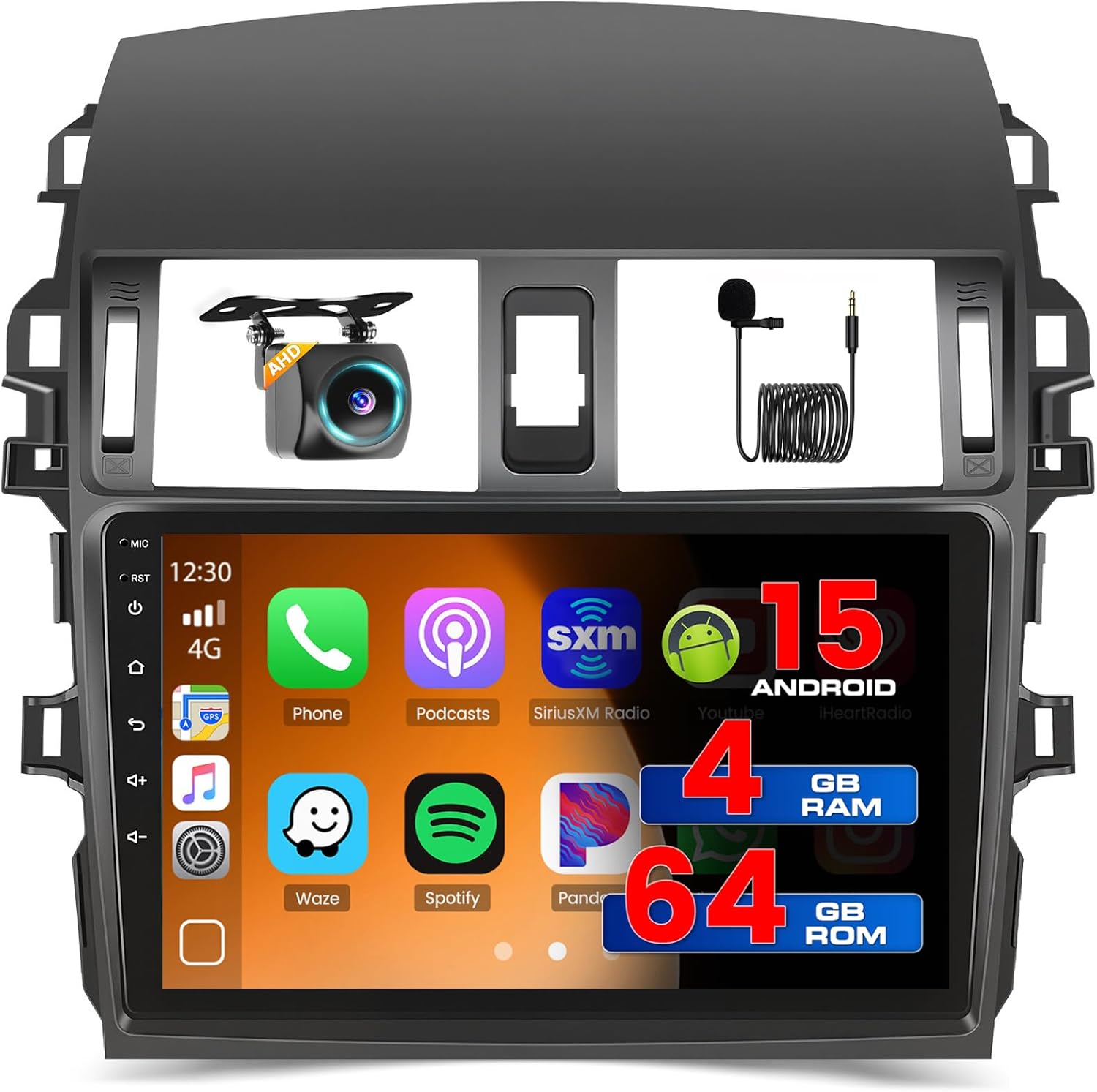 [DSP 4+64G] for Toyota Corolla 2009-2013 Android 15 Car Stereo, Hikity 9‘’ Touchscreen Corolla Radio Wireless Carplay Android Auto Bluetooth/5G WiFi, GPS/EQ/FM, Mirror Link SWC Backup Cam+1280 * 720P