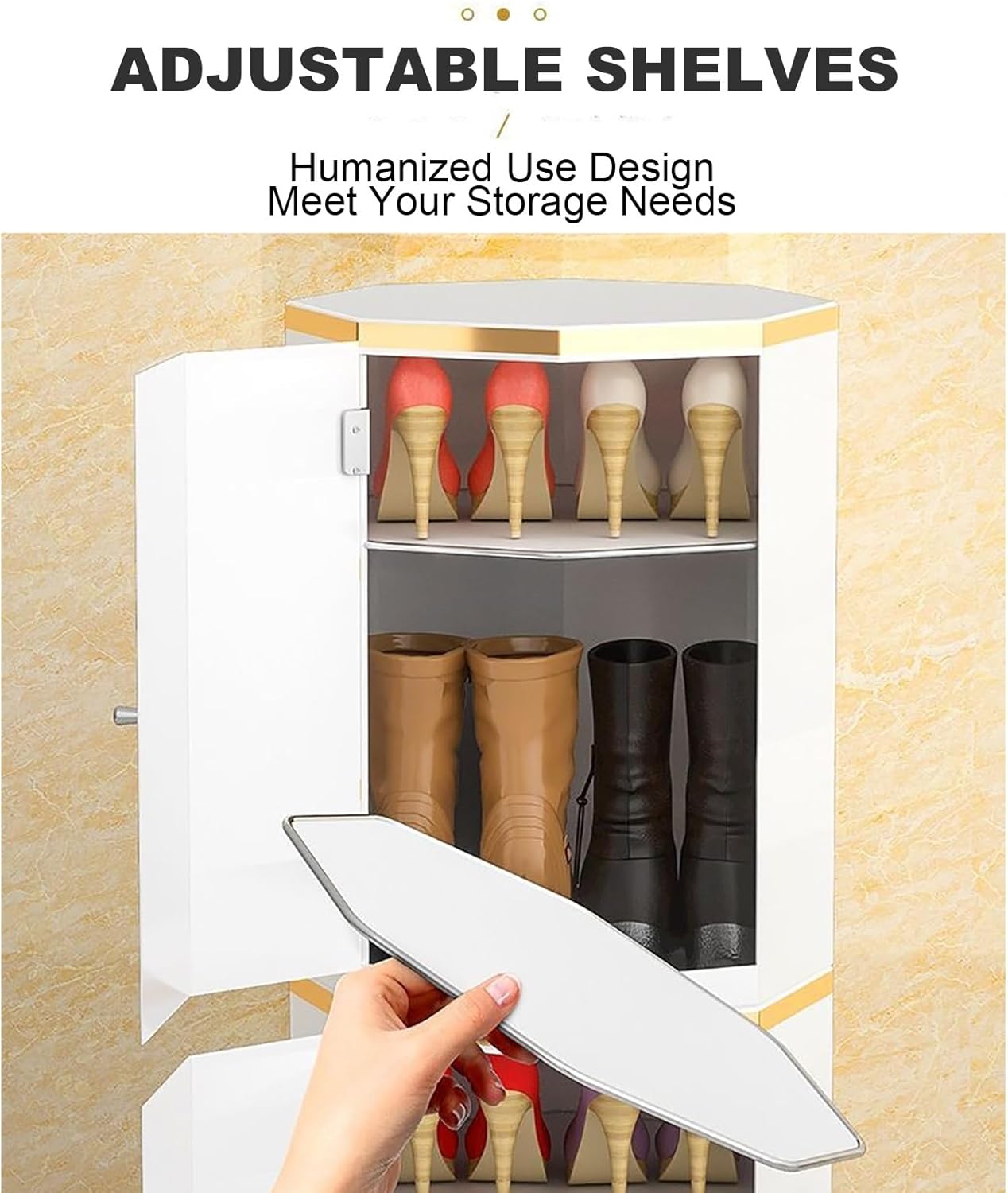 Freestanding Closed Shoe Storage Corner Shoe Rack 360° Rotating Shoes Shelf Premium Rotating Shoe Rack with Doors (43cm 12 Layer)