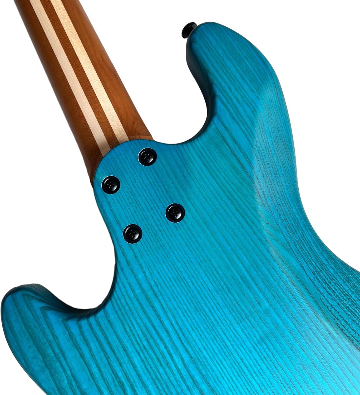 4 String Headless Bass Guitar with ASH Body and Roasted Maple Neck,Solid Body Electric Bass Guitar Active Pickup Rounded Frets for Rock, Blues, Heavy Metal and Jazz Music (blue)