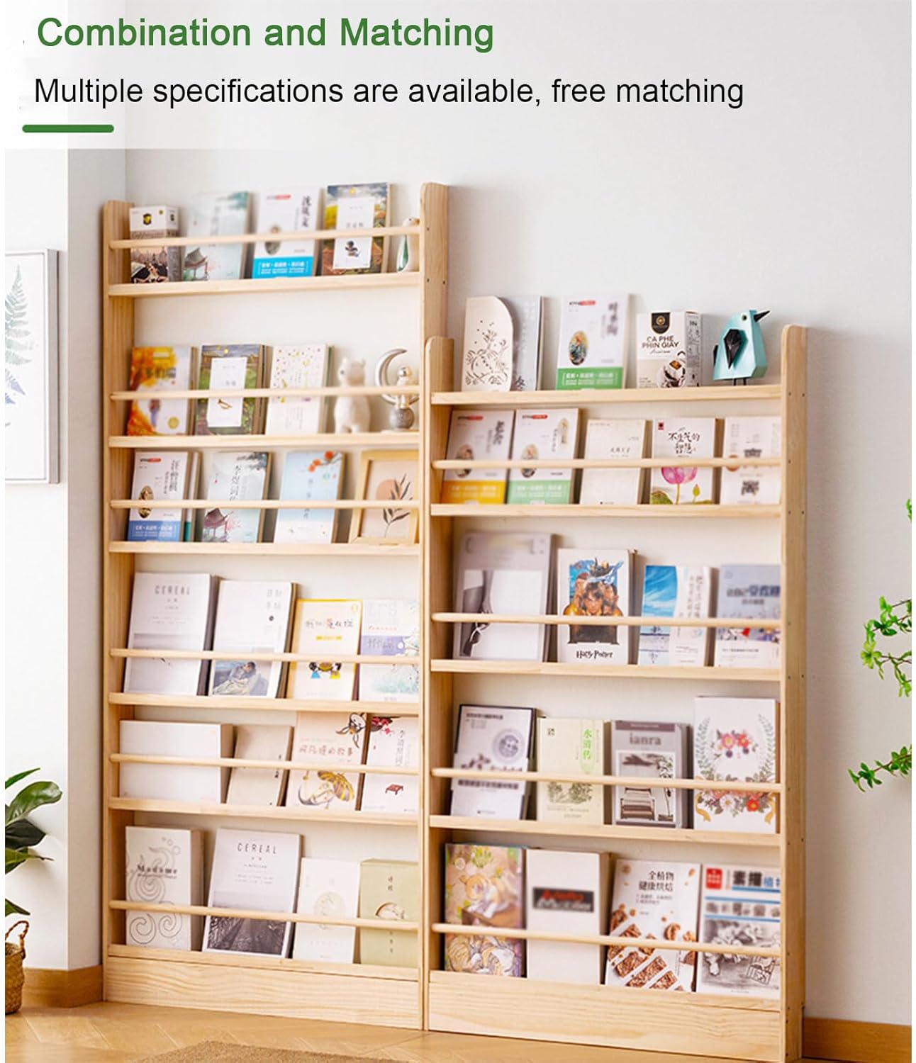 Behind The Door Bookshelf Solid Wood Bookcases with Open Display Shelves Behind The Door Storage Organizer for Toys and Books Space-Saving Wall Mount Narrow Book Shelf,60 * 10 * 143cm