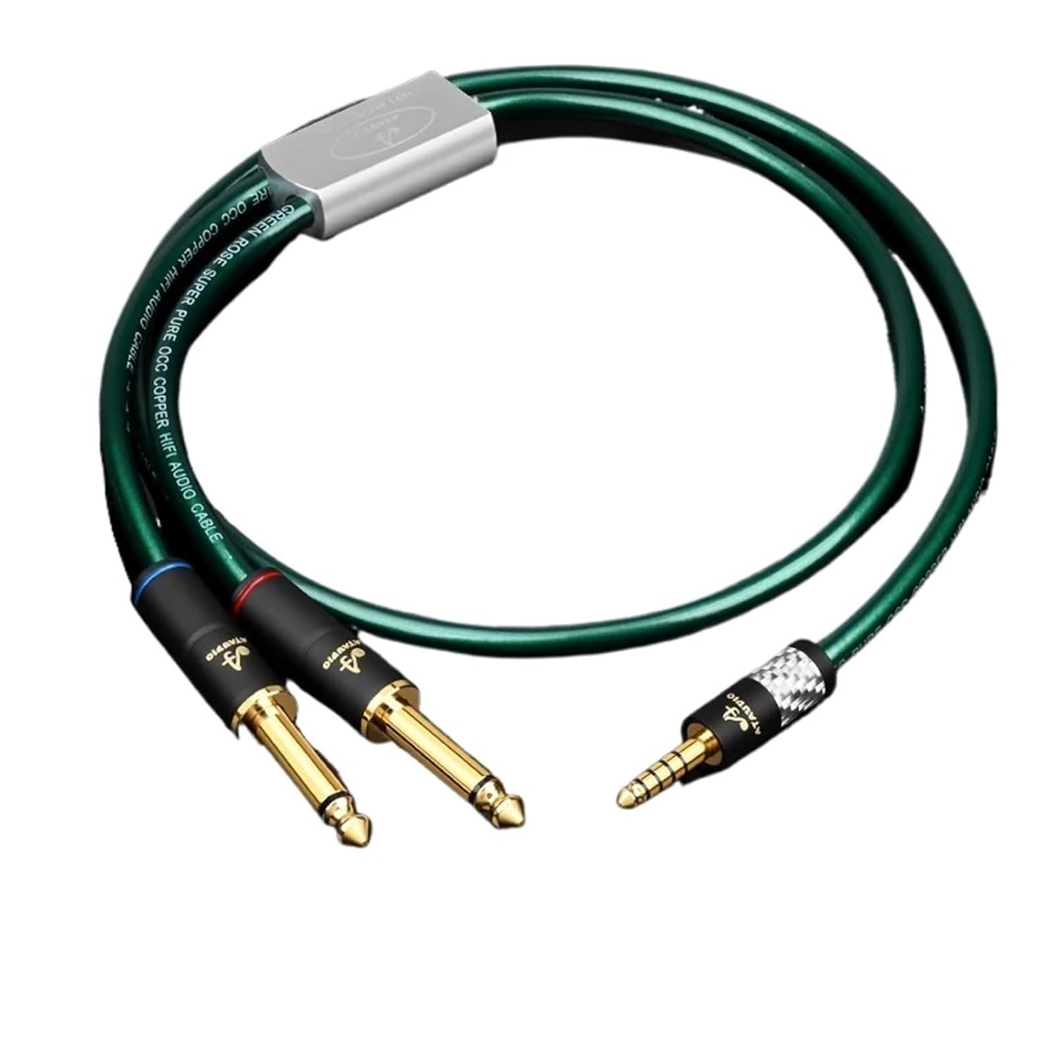 HiFi Balanced 4.4 to Dual 6.35mm TRS Cable 6N OCC 4.4mm Splitter Y to Double 6.5mm Male Audio Cable(2m)