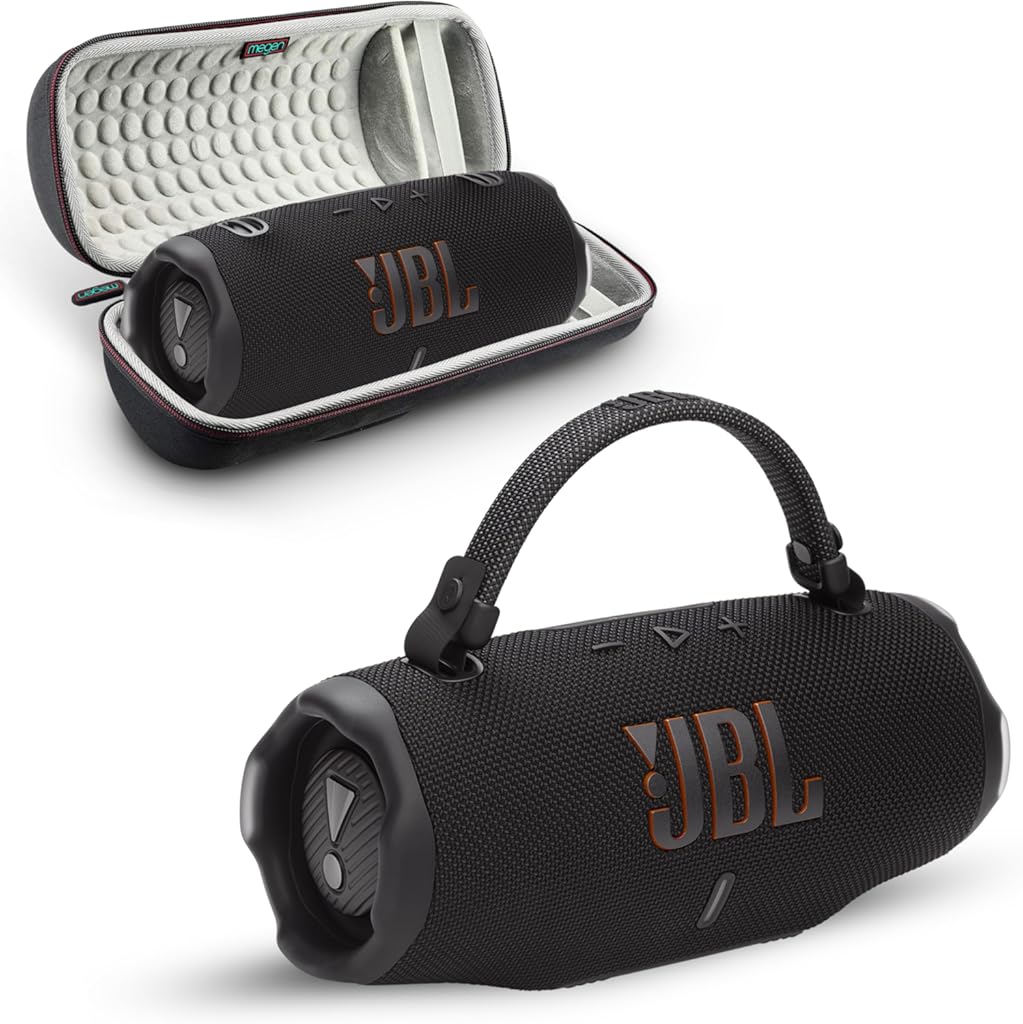 Charge 6 Portable Bluetooth Speaker | IP68 Waterproof, DustProof, and DropProof, Outdoor Wireless Audio | 28Hrs Playtime Megen Hardshell Protection Case (Black)