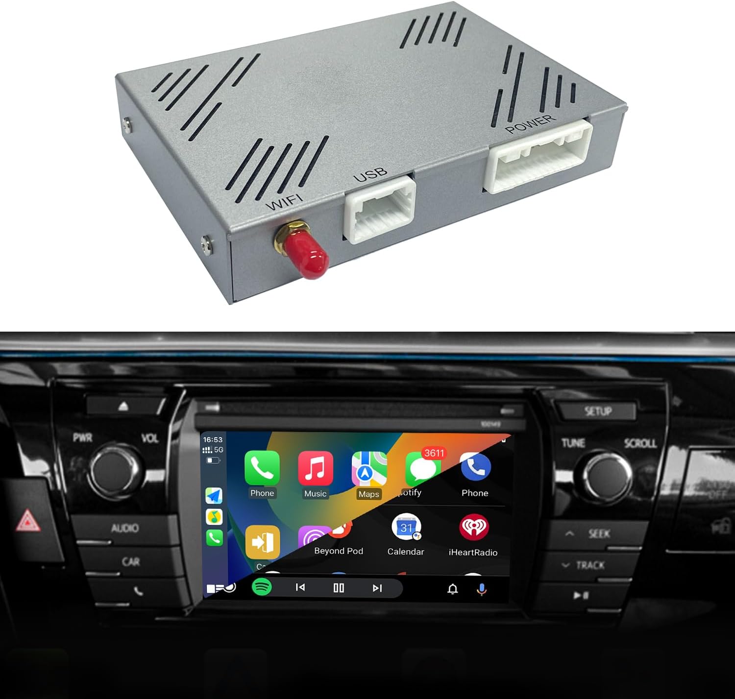 Wireless Carplay/Android Auto Module for Toyota Tacoma/Tundra/Prius/Highlander/RAV4/4Runner with Entune2.0 & Touch2 2014-2019, Supports USB Video Playback, Mirroring,Camera,Original Car OEM Control