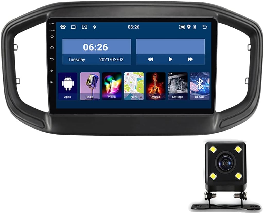 Double DIN Car Multimedia Player, 9 Inch Touchscreen Car Stereo with Backup Camera, Bluetooth, Steering Wheel Controls, USB Port, FM Car Radio Receiver, for Fiat Strada 2020-2021