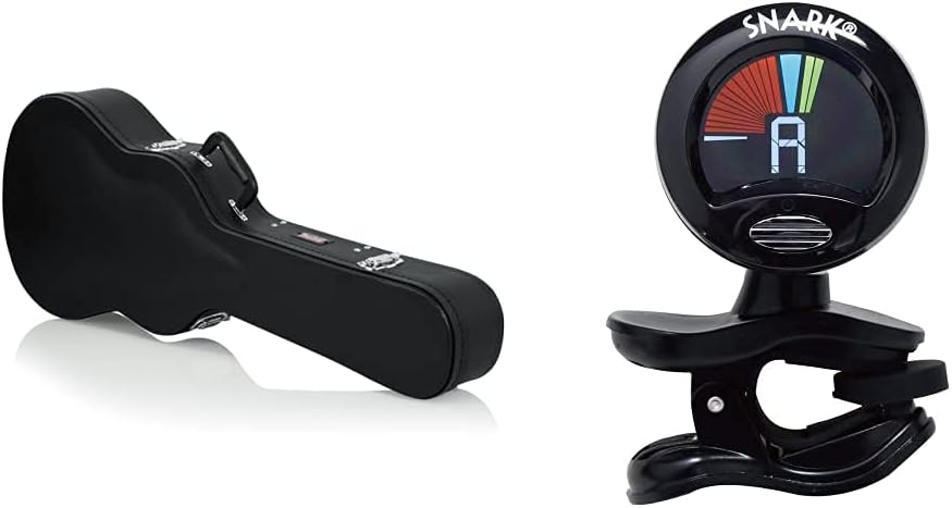 Gator Cases HardShell Wood Case For 3/4 Sized Acoustic Guitars (GWE-ACOU-3/4) and Snark SN5X Clip-On Tuner for Guitar, Bass & Violin (Current Model)