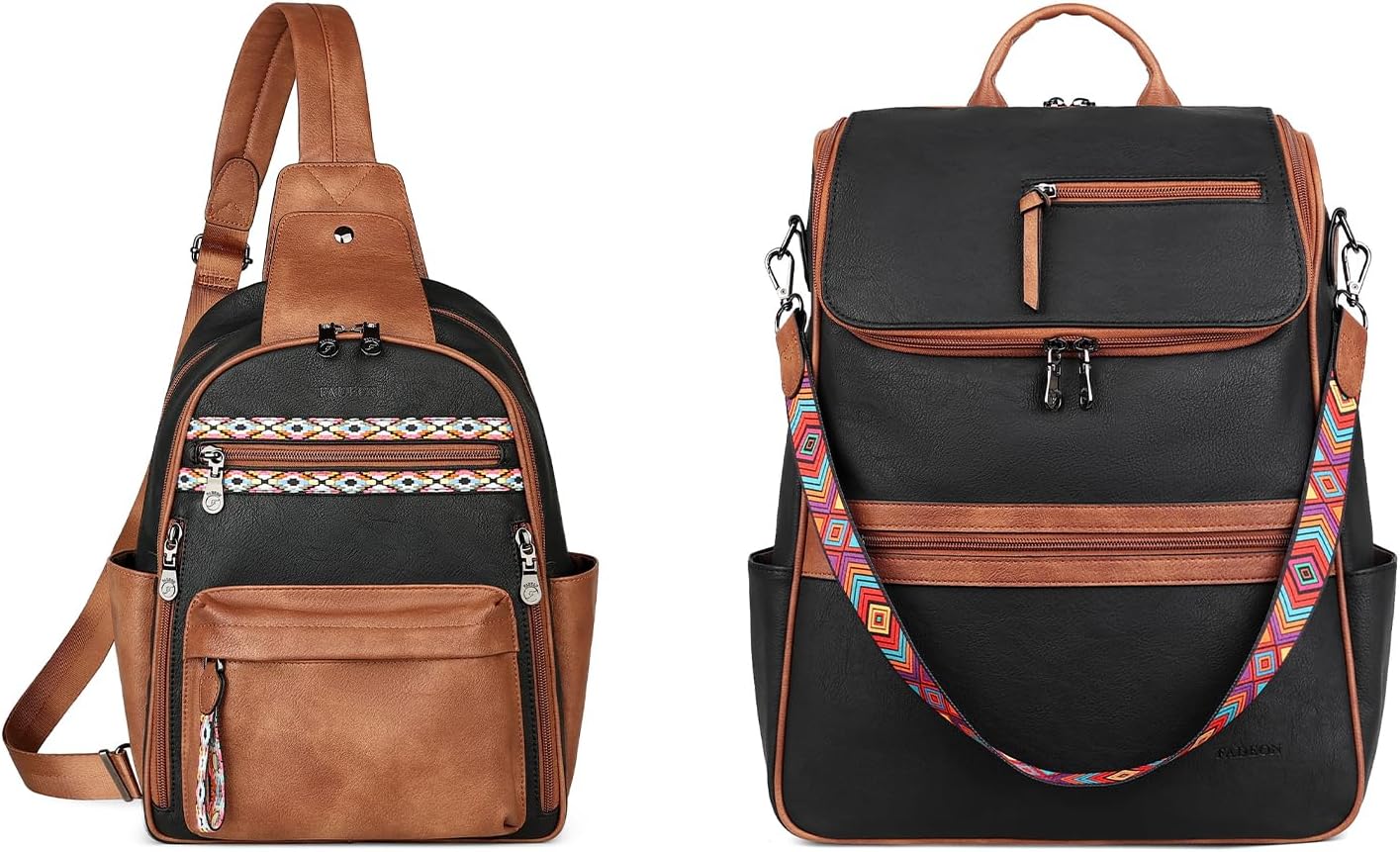 FADEON Sling Bag for Women & Laptop Backpack Brown Collection