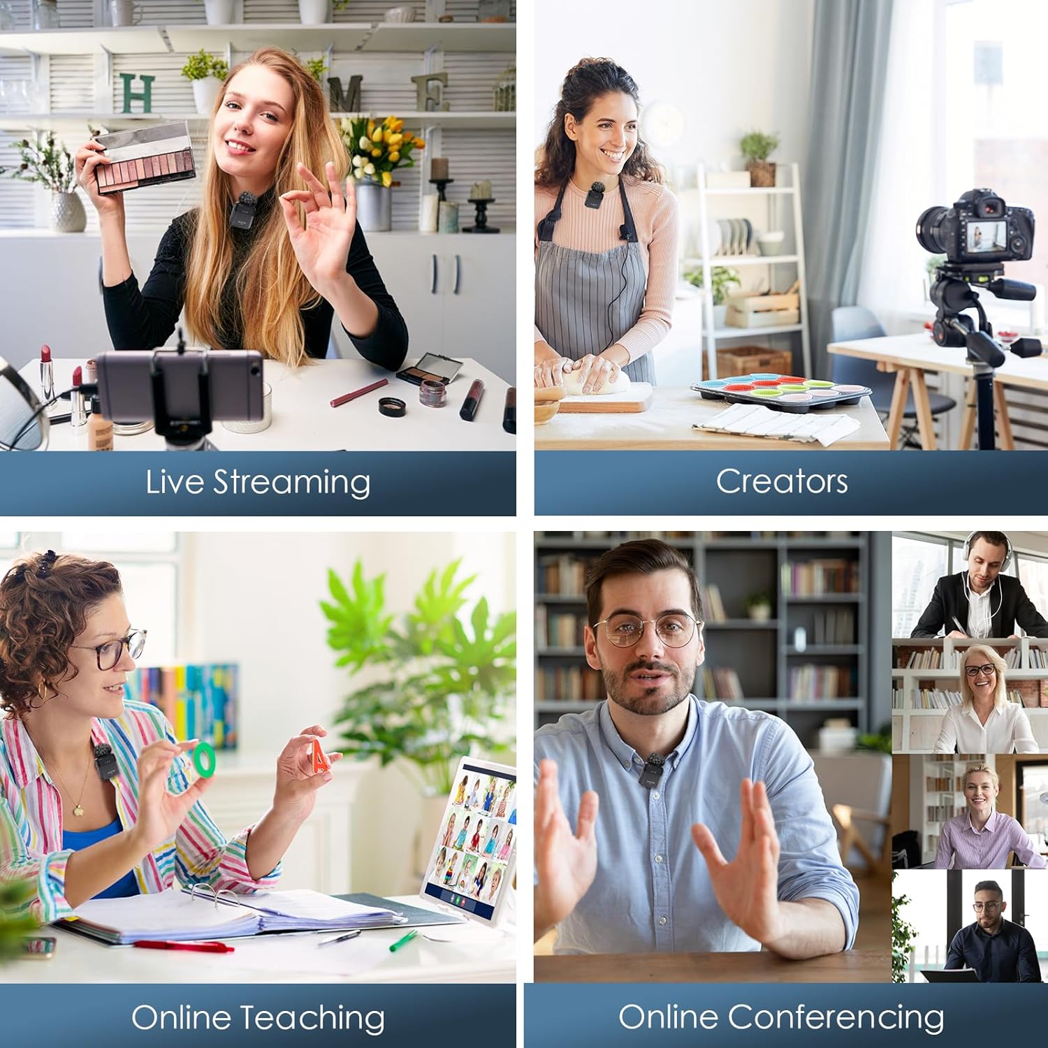 Wireless Lavalier Microphone with Real-Time/Audience Monitoring, Audio Ducking, Accompaniment, Reverb, Mute, Noise Cancellation - Mini Clip-on Lapel Bluetooth Mic for iPhone, iPad, Android Phone, PC