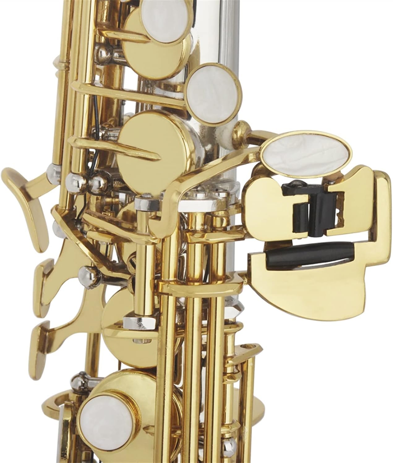 Straight Bb Saxophone Brass Silver Plated B Flat Sax Woodwind Instrument with Case Reeds Gloves (Color : 1)