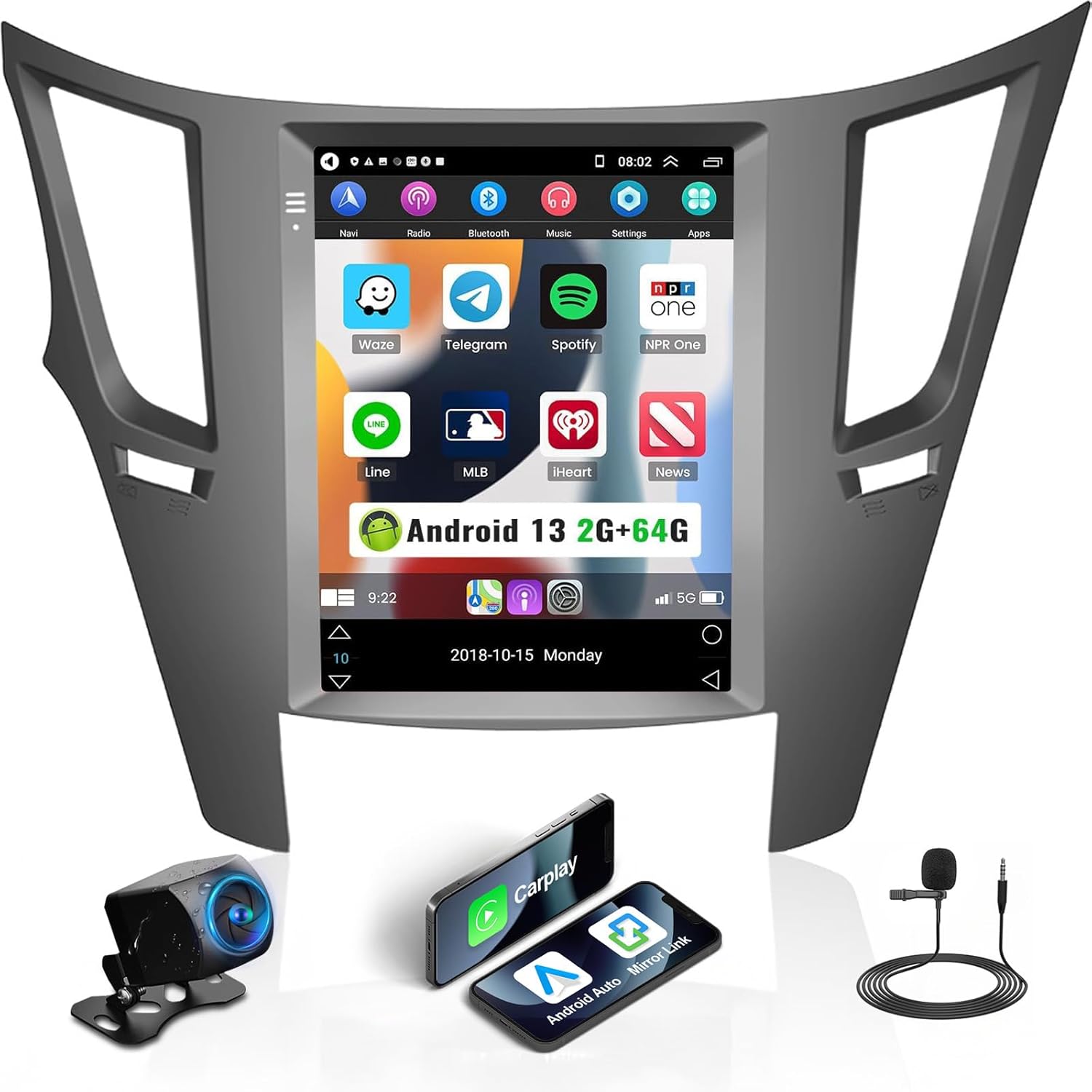 UNITOPSCI 2G+64G Android Car Stereo Radio for Subaru Outback Legacy 2010-2014 Wireless CarPlay Android Auto 9.7 Inch Vertical Touchscreen HiFi Bluetooth GPS Navigation FM/RDS WiFi SWC Backup Camera