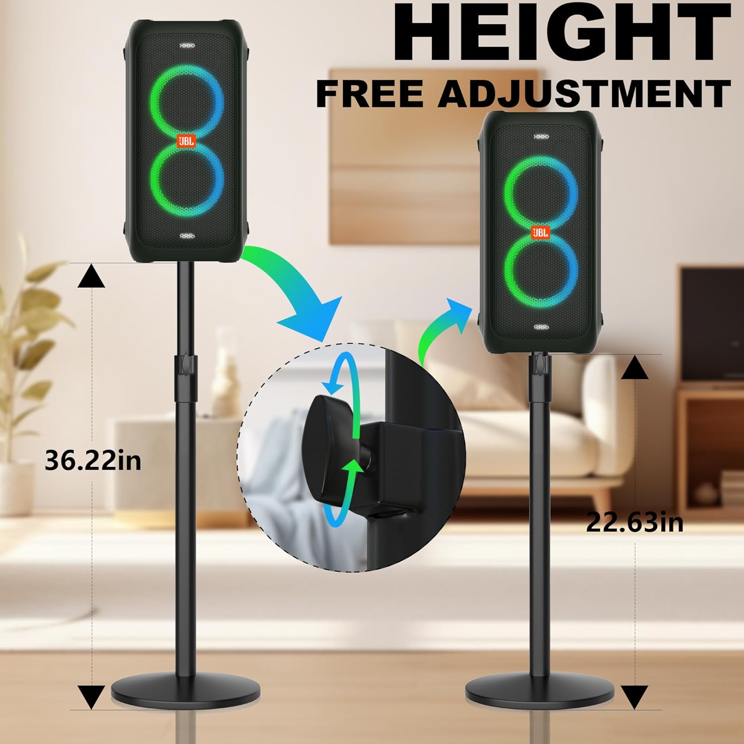 Heavy Duty Speaker Stand for JBL Partybox,Height Adjustable Speaker Stand for JBL Partybox 120/110/100,35mm Pole Speaker Stand-1 Piece (Stand Only)