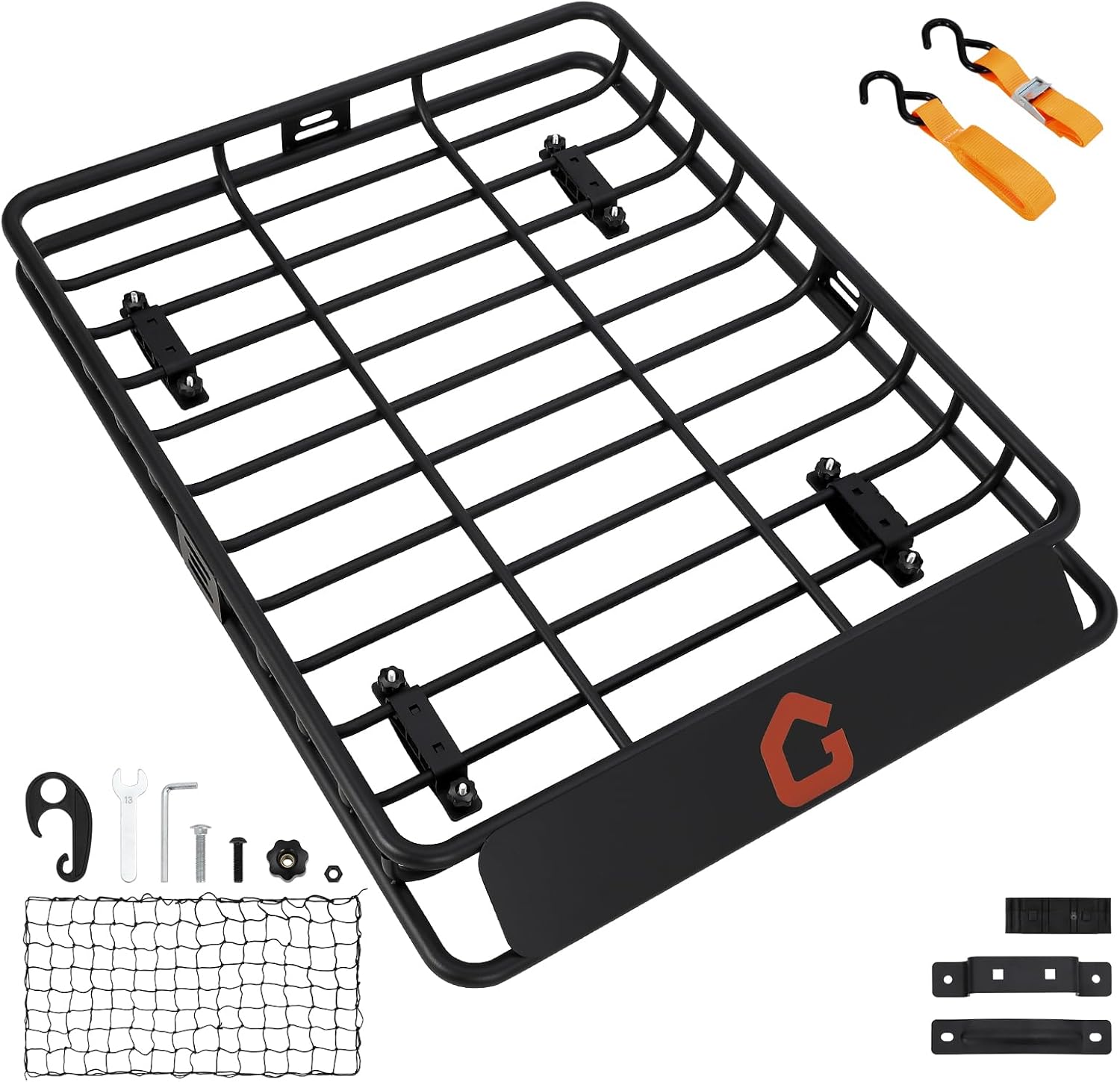 46’’x36’’ Roof Rack,Heavy Duty Car Rooftop Cargo Carrier Basket with Cargo Net,Luggage Holder with Extension for Universal,Pick Up Trucks,200lbs Capacity