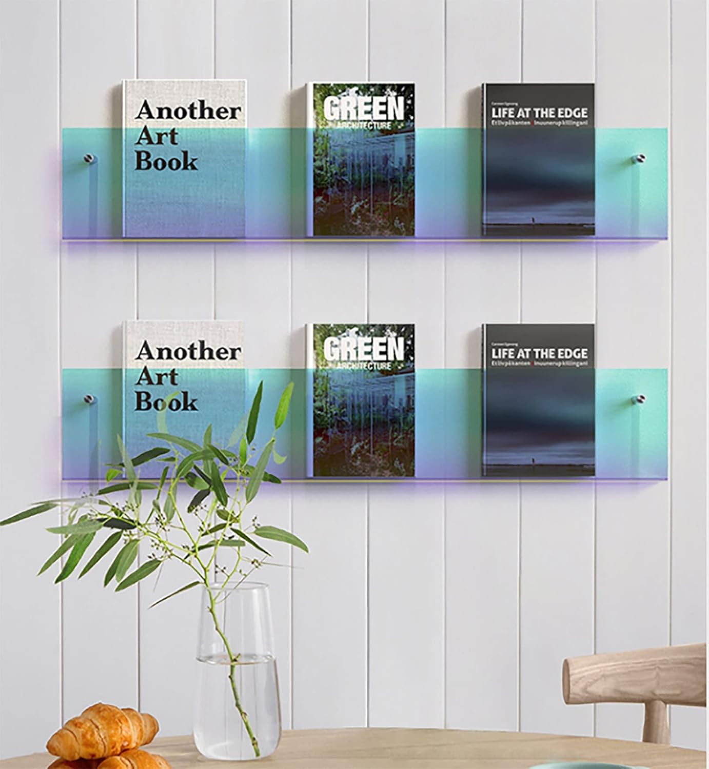 Colorful Acrylic Brochure Holder Wall Mount, Hanging Bookshelf Magazine Rack Literature Storage Rack for Waiting Room, Living Room, Office, Home Display (Color : Colorful, Size : L15xW2xH6IN)