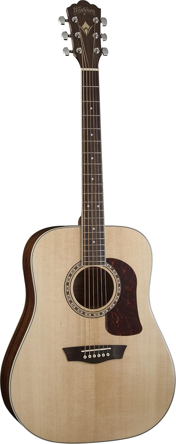 Washburn 6 String Acoustic Guitar, Natural Gloss (HD10S-O)