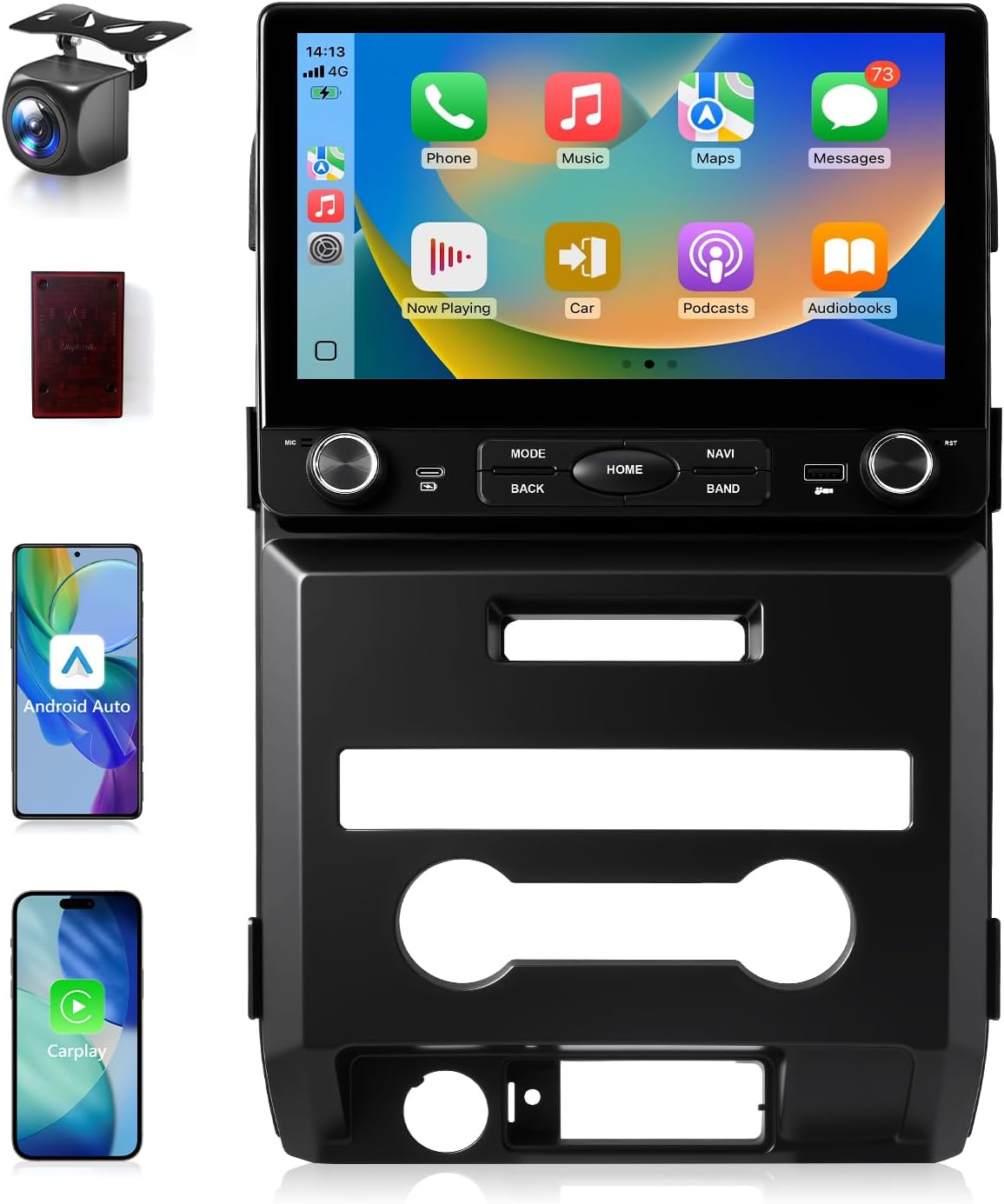 VQU Car Stereo for Ford F150 2009 to 2014, 10.2 Inch Car Radio Upgrade for F-150 2009-2014 Manual A/C, Android 13 Touch Screen CarPlay/Android Auto Radio with Backup Camera/FM/SWC/DPS (2+32G)