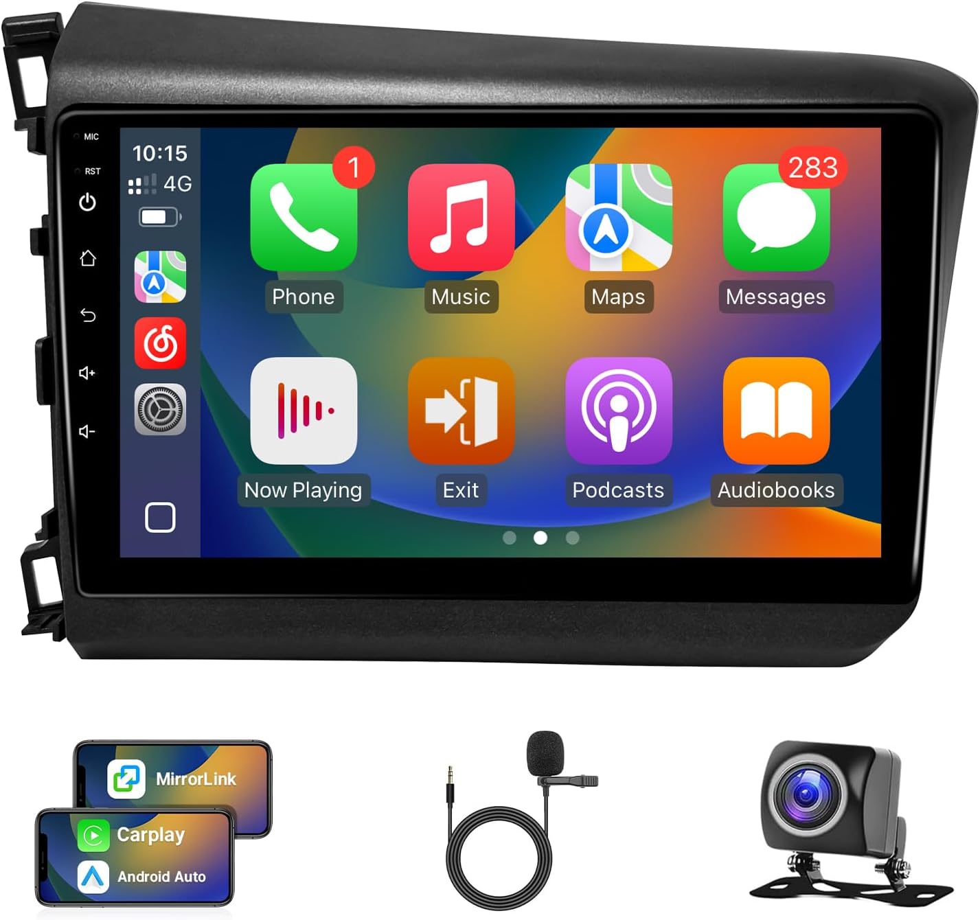 Leadfan Car Stereo Radio for Honda Civic 2012,9 Inch Screen for Honda Civic Carplay with Wireless Carplay, Android Auto GPS Navigation Bluetooth Backup Camera, 2G+32G