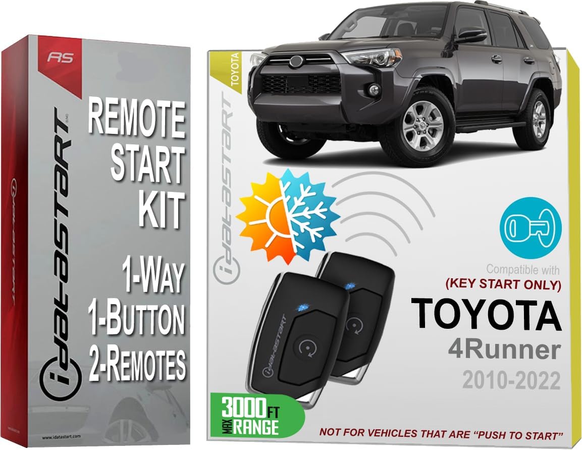 iDatastart 3000FT Range Remote Starter Kit for Toyota 4Runner (2010-2022) | 🗹 Key-Start Ignition Models (1-Way, 1-Button)