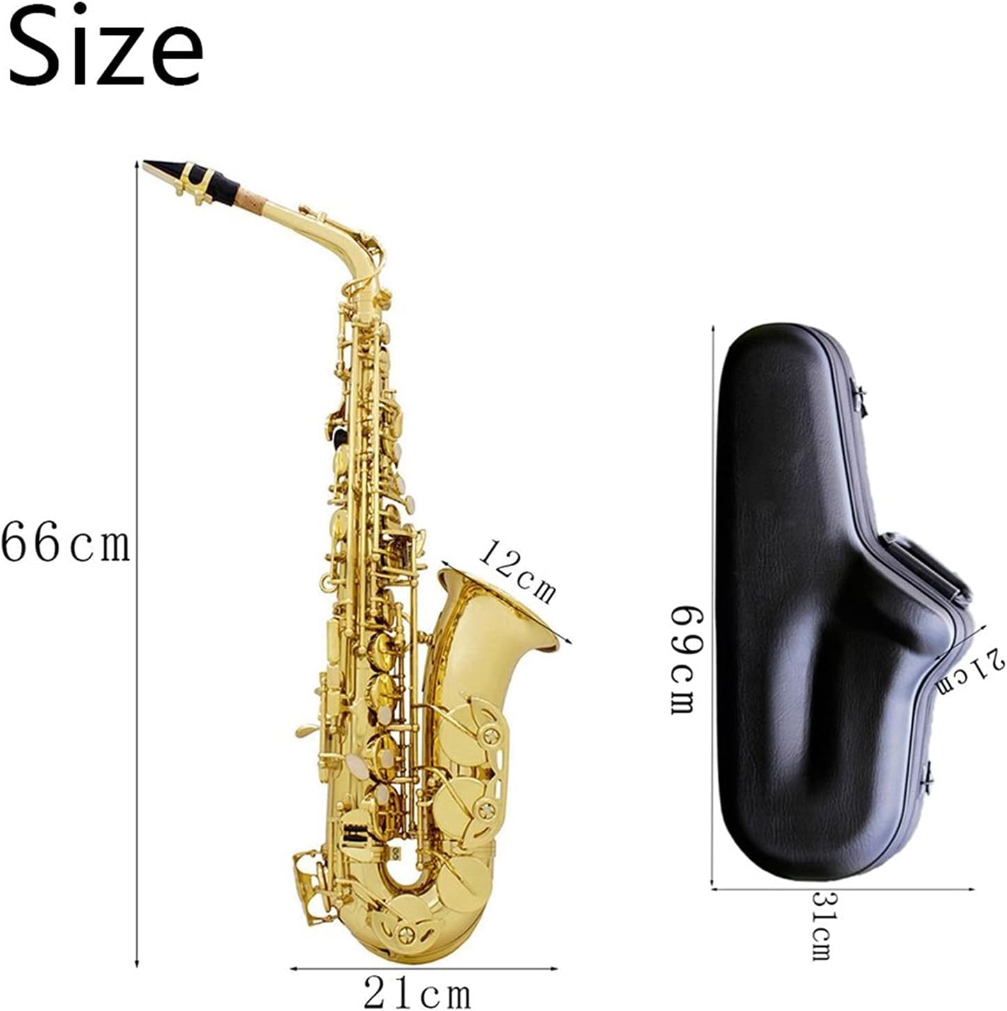 EB Alto Saxophone Lacquered Gold E- Flat Sax Brass Carved Pattern Woodwind Instrument with Case Accessories Student Saxophone (Color : Golden Sax)