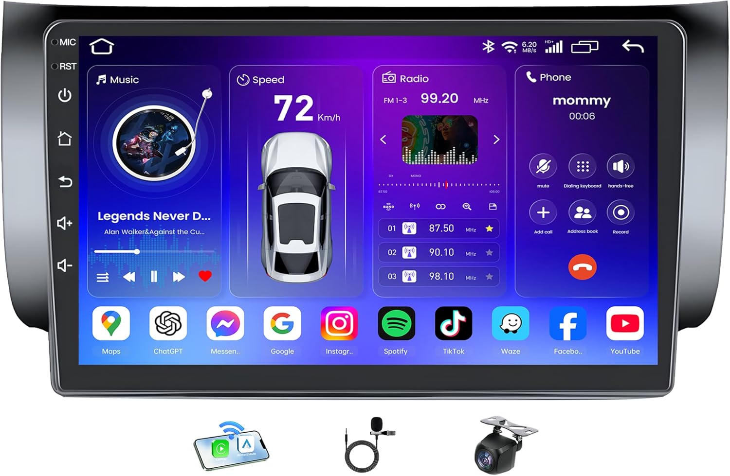 8Core 32G ROM 5G WiFi Car Radio for Nissan Sentra 2013-2019: 10.1 Inch 1280x800 IPS Touch Screen Car Stereo Upgrade Wireless Carplay & Android Auto Support Bluetooth GPS FM 1080P Backup Camera SWC