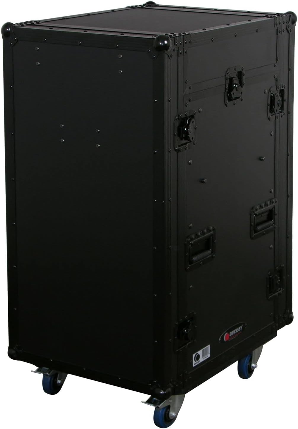 Odyssey FZ1116WDLXBL Black 11U Top Slanted 16U Vertical Pro Combo Rack with Side Table and Casters
