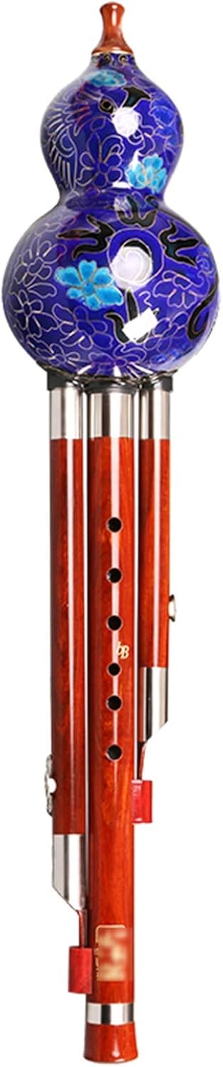 Bamboo Hulusi, Cucurbit Flute, C Key Traditional Wind Instrument, Mellow Sound, Chinese Instrument Suitable for Adults, Beginners, and Students (Blue C Key)