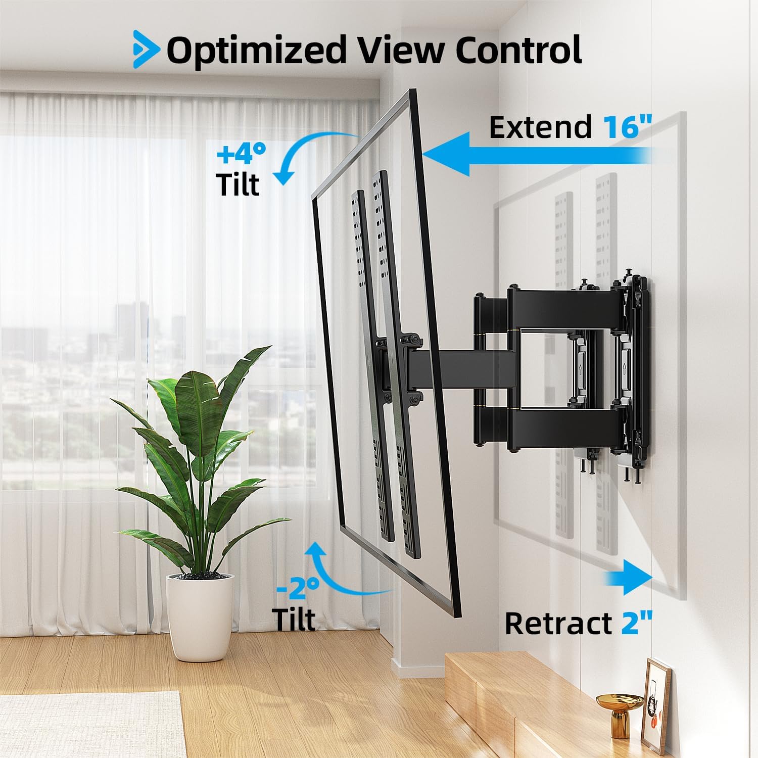 Full Motion TV Mount for 48-120 inch TVs up to 200Lbs, Slim Sturdy & Smooth Extension, Tilt and Swivel TV Wall Mount for Large TVs, Corner Wall Mount tv Bracket, Unlimited Wood Stud and VESA