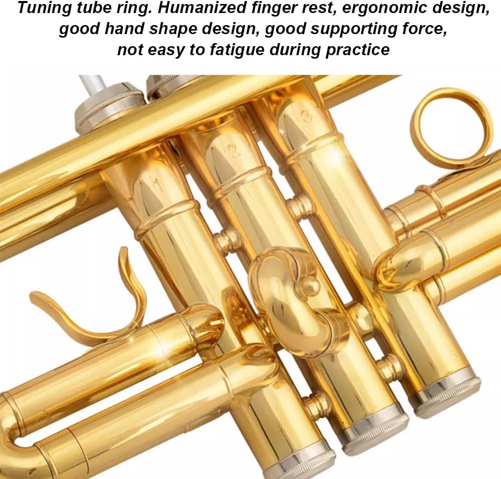 Lacquer Gold B-Flat Trumpet, Brass Beginner Wind Instruments for Adults, Western Instruments, Festival Band Celebration Instruments
