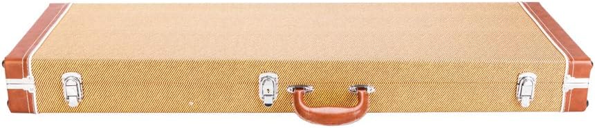 Electric Guitar Hard Case, Yellow Square Wooden Case with Lock and Plush Interior for 39-Inch Guitars