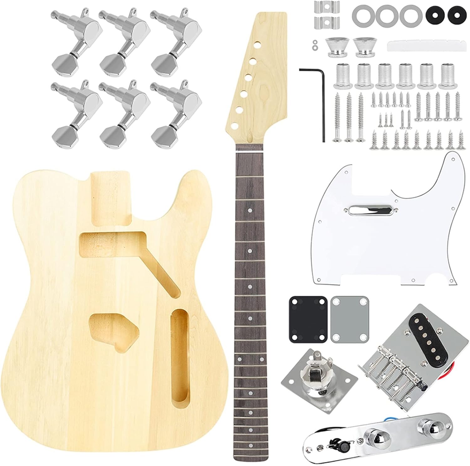 DIY Electric Guitar Kit Basswood Blank Surface Draw Freely Easy Installation Hand-Assembled Electric Guitar Kit (Color : 01)