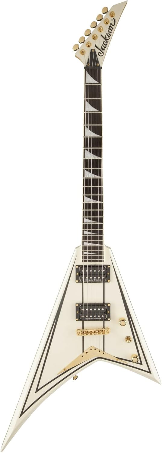 Jackson Pro Series Rhoads 6-String Electric Guitar (Ivory with Black Pinstripes) Bundle with Jackson Rhoads RR 6/7 Molded Case (2 Items)