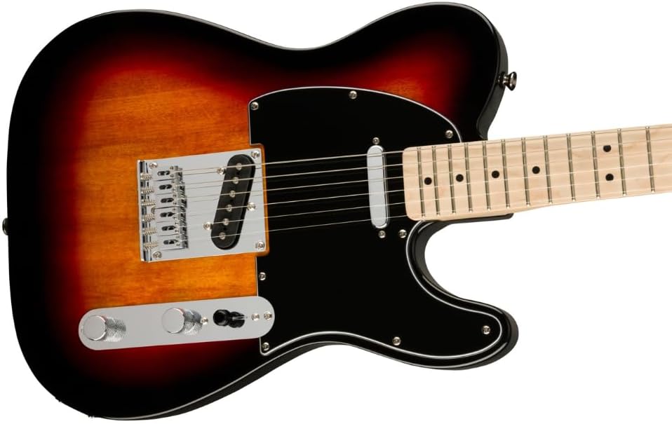 Fender Telecaster Guitar Squier Affinity Series Maple Fingerboard, 3-Color Sunburst Bundle with 12x Fender Guitar Picks & Liquid Audio Instrument Polishing Cloth