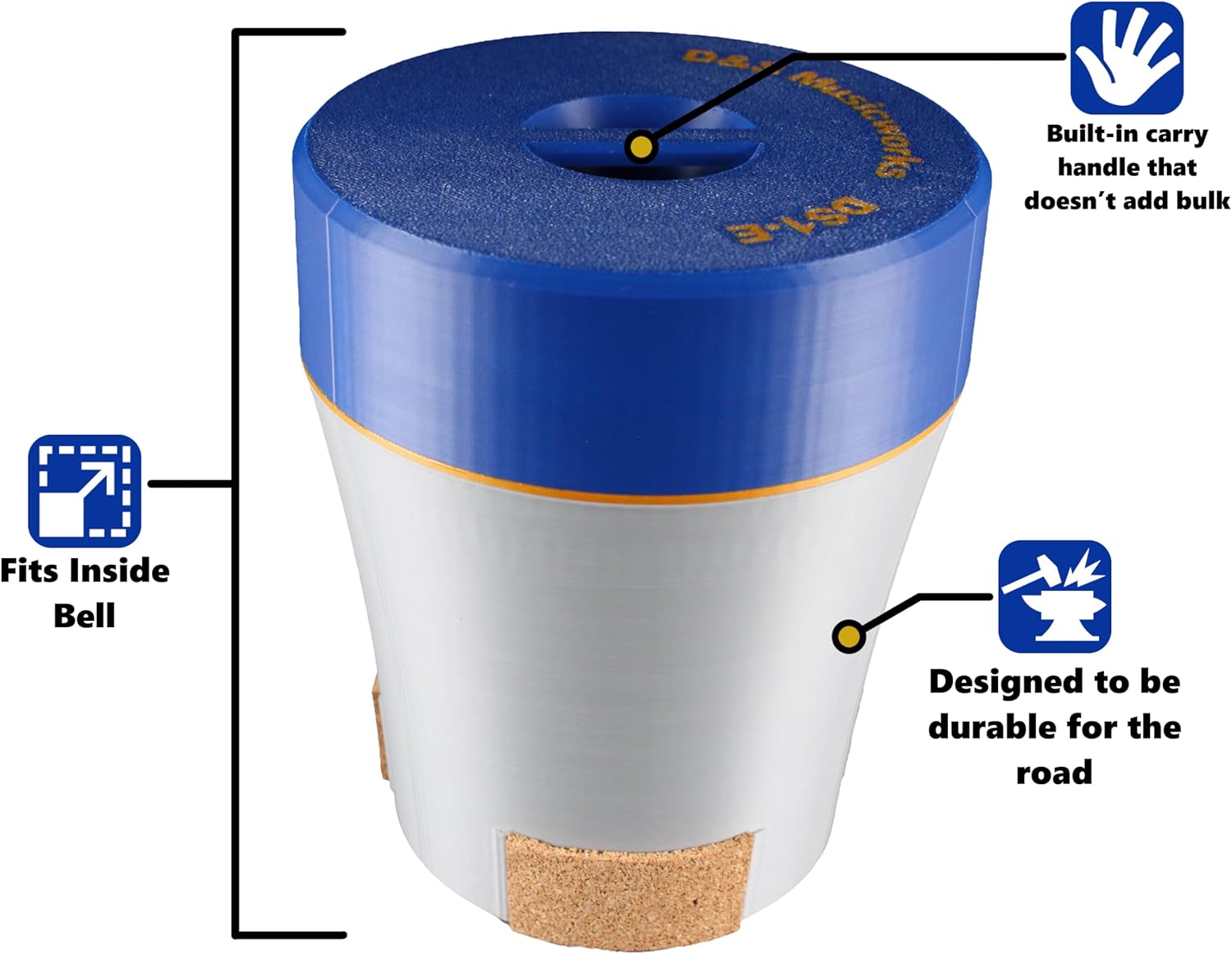 Euphonium Practice Mute - Quiet, Lightweight, Travel-sized - D&S Musicworks DS1E - 5.2