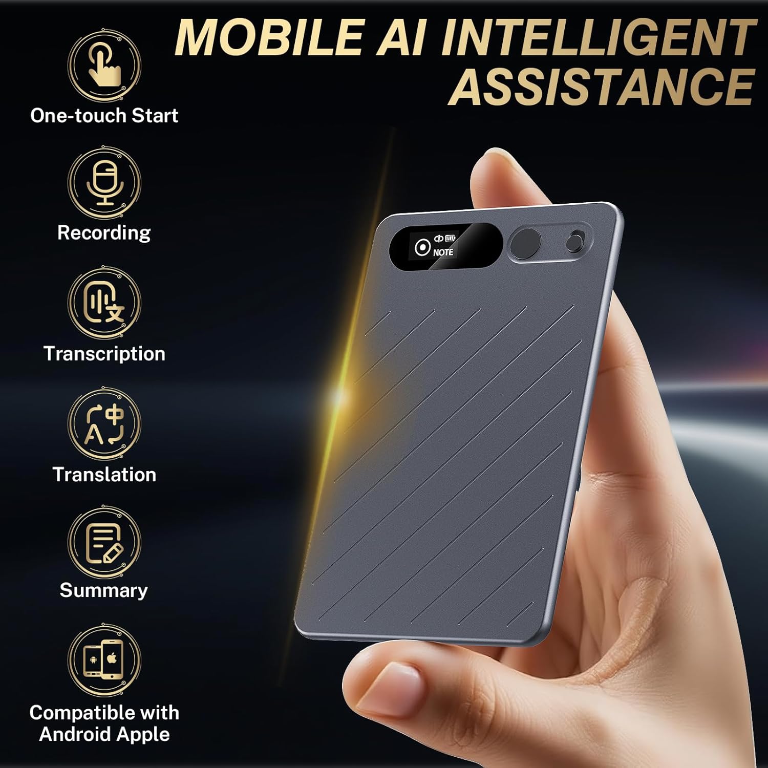 AI Voice Recorder w/Case — 64GB Memory, App Control, GKP9 Recorder Transcribe & Summarize w/AI, 118 Languages Support for Lecture, Meeting, Interview, Call