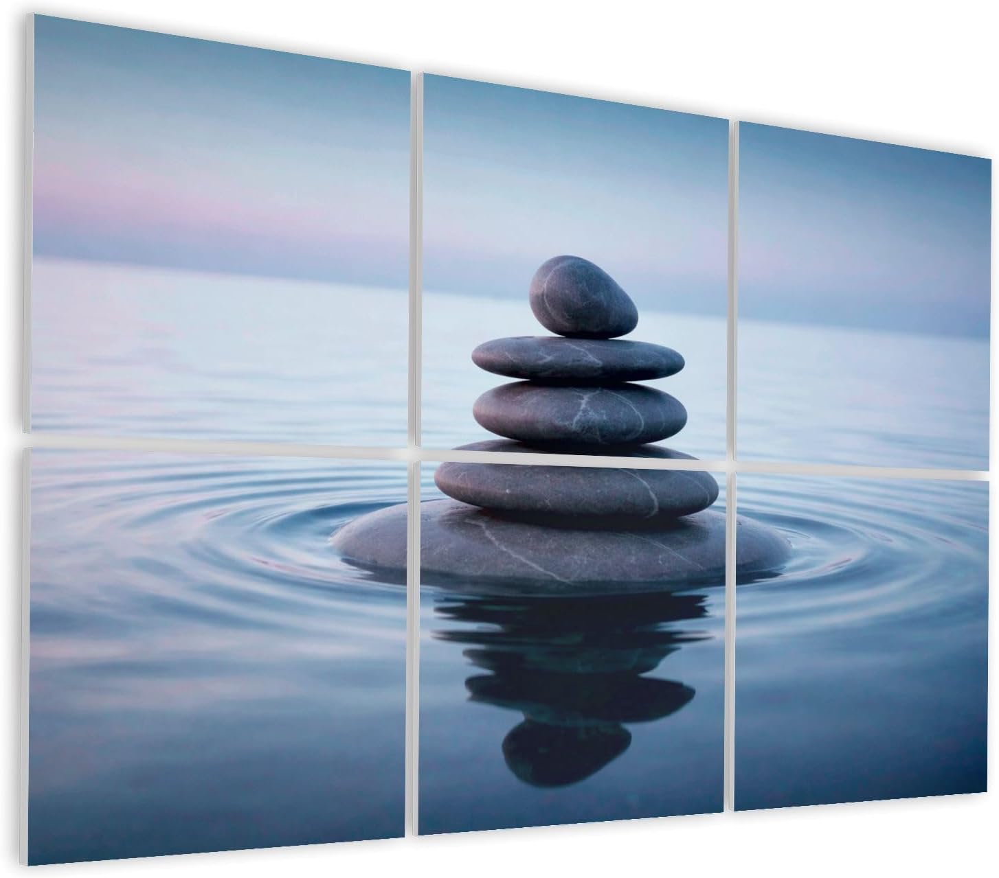 6 Pack Art Acoustic Panels Self Adhesive Zen Balance Stacked Stones Calm Water Reflection Decorative Soundproof Wall Panels Sound Absorbing Panel 48
