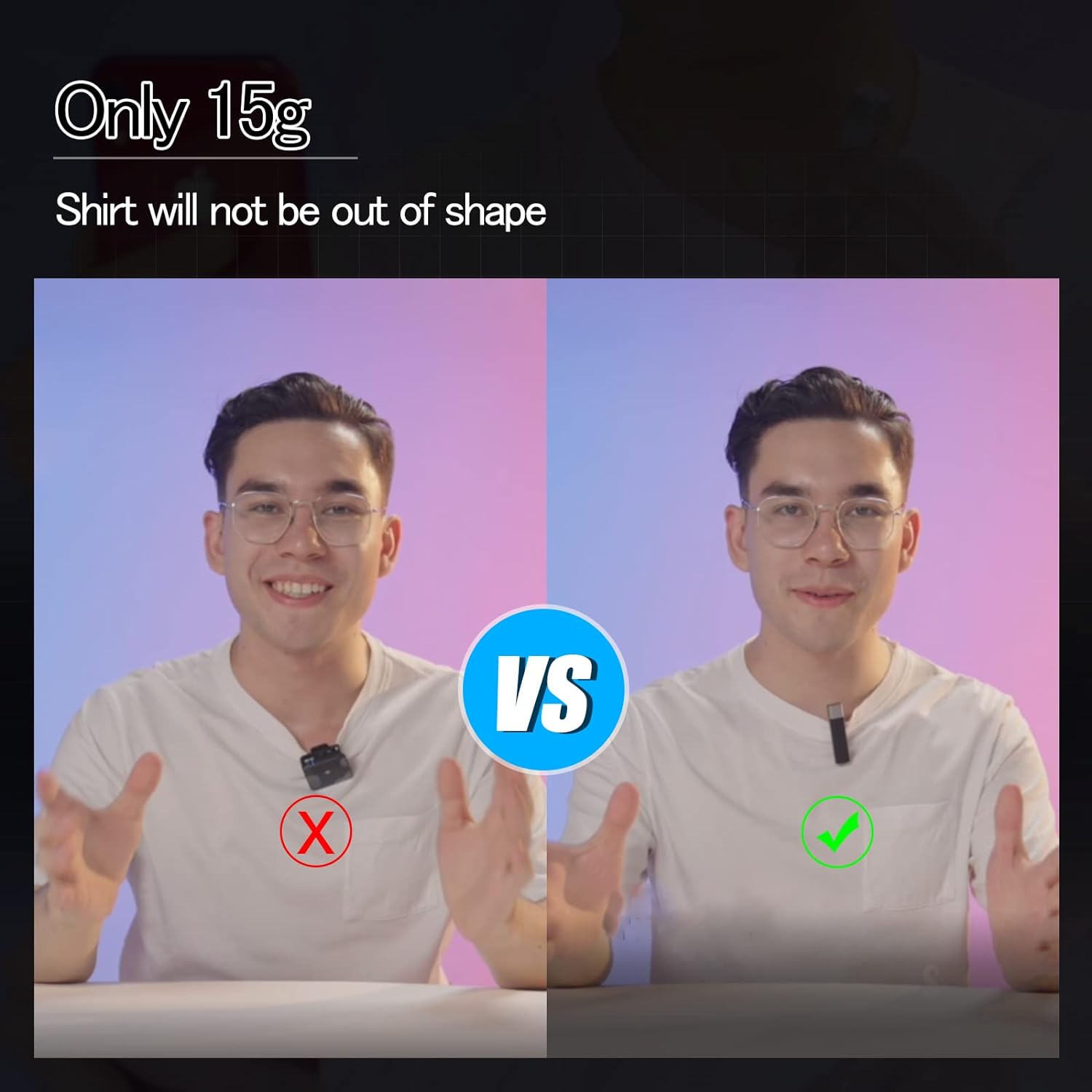 SabineTek Smartmike+with Unidirectional Mic Bundle-Wireless Bluetooth Microphone, Lapel Mic, Wireless Clip-on Lavalier Microphone for Smartphone,Recording Mic for YouTube, Interview, Video