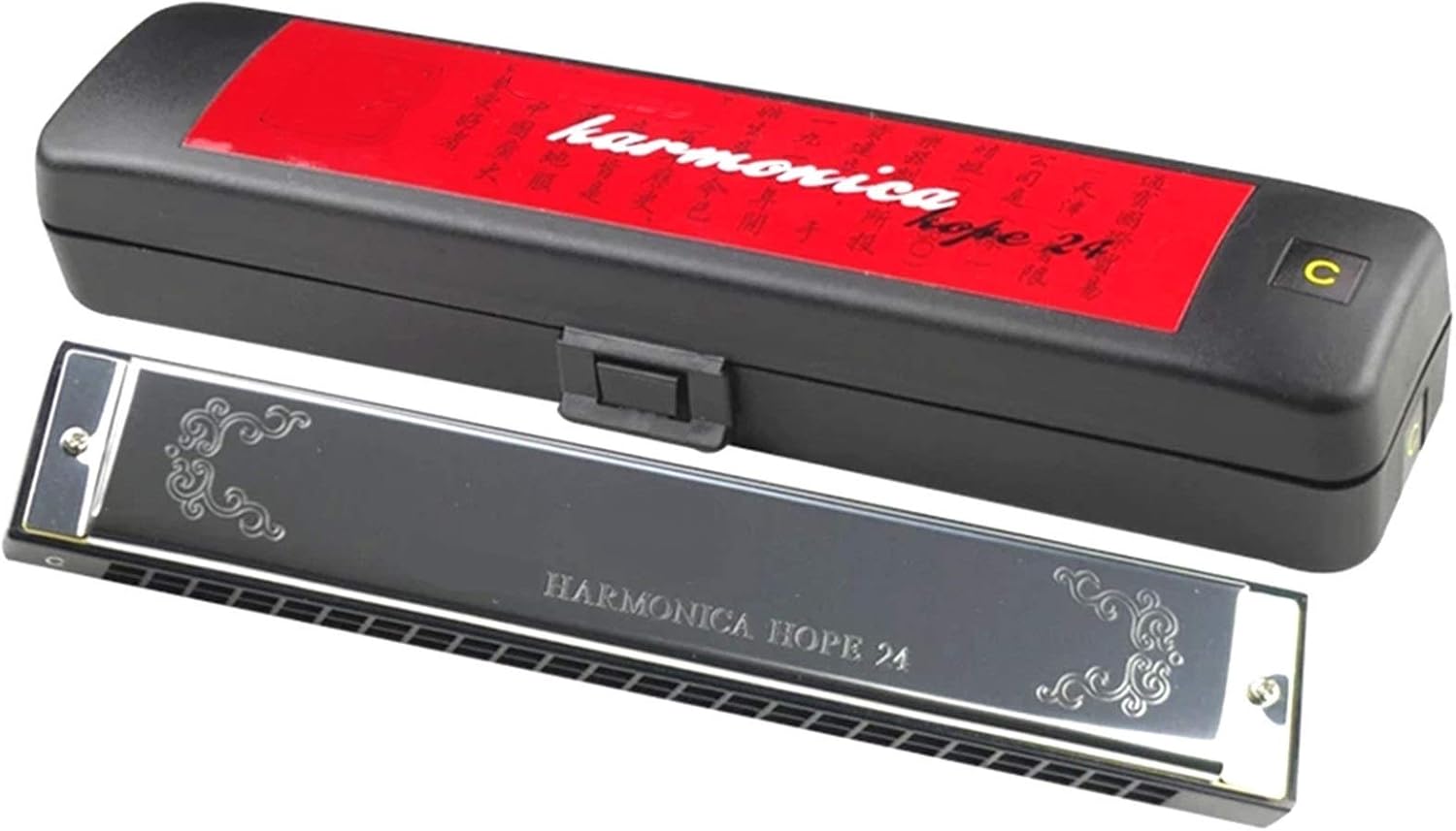 Harmonica 6624P Harmonica 24 Hole Brass Reeds Blues Harp Mouth Organ Key C ABS Comb Music Instruments Silver (Color : Key EB)