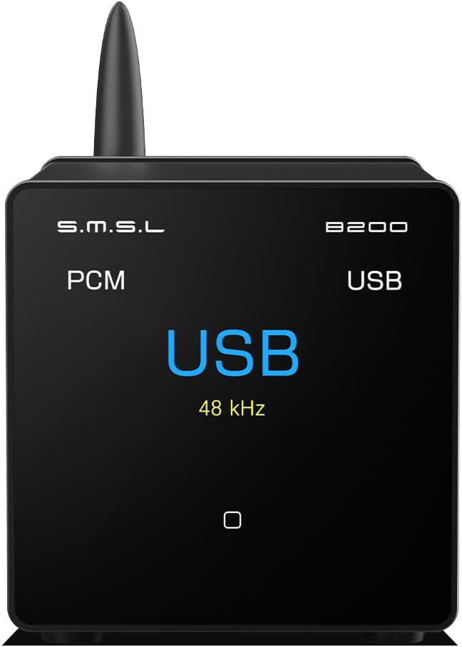 S.M.S.L B200 Hi-Res Digital Audio DAC Bluetooth 5.1/USB Input Audiophile Bluetooth audio Receiver&DAC Amplifier Title/Artist display 2.33” screen Hi-Fi Audio Stereo Receiver Optical/Coaxial/RCA output
