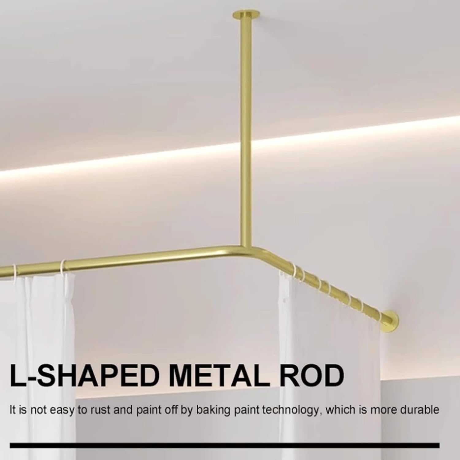 Curtain for Beauty Salon SPA Wall Mount Corner Room Divider Curtain w/L Shape Bathroom Shower Curtain Rod Health Center Privacy Partition Curtain for Fitting Room