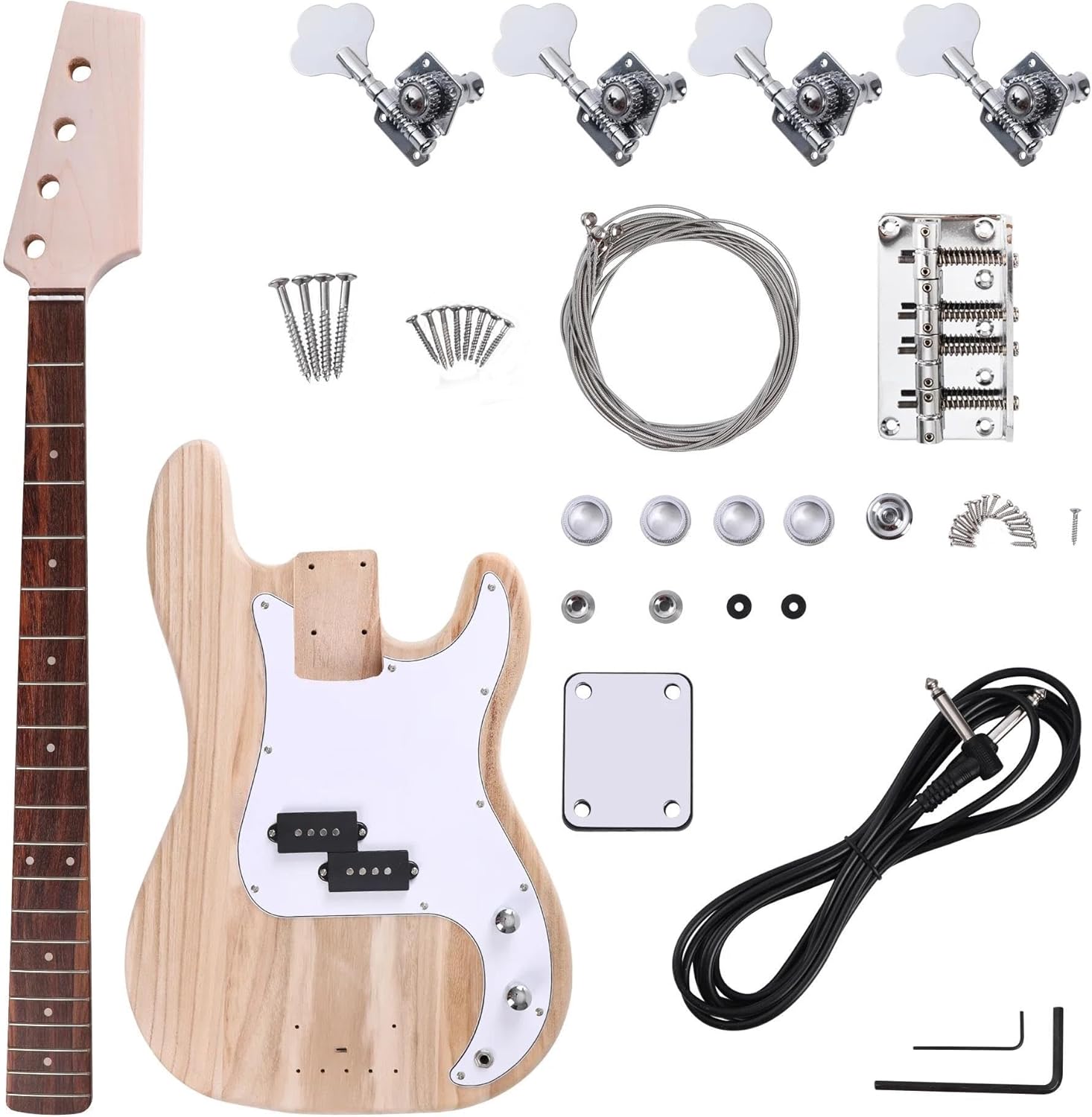 Guitar Body Guitar Replacement Parts DIY Bass Guitar Kit Build Your Own Electric Bass With Paulownia Body Pickguard Electronics Maple Guitar Neck Rosewood Fre