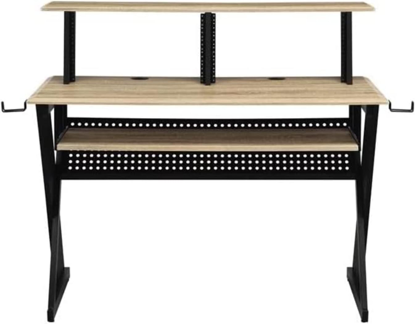 Acme Furniture Rectangular Music Desk Table with Earphone Rack, Natural and Black