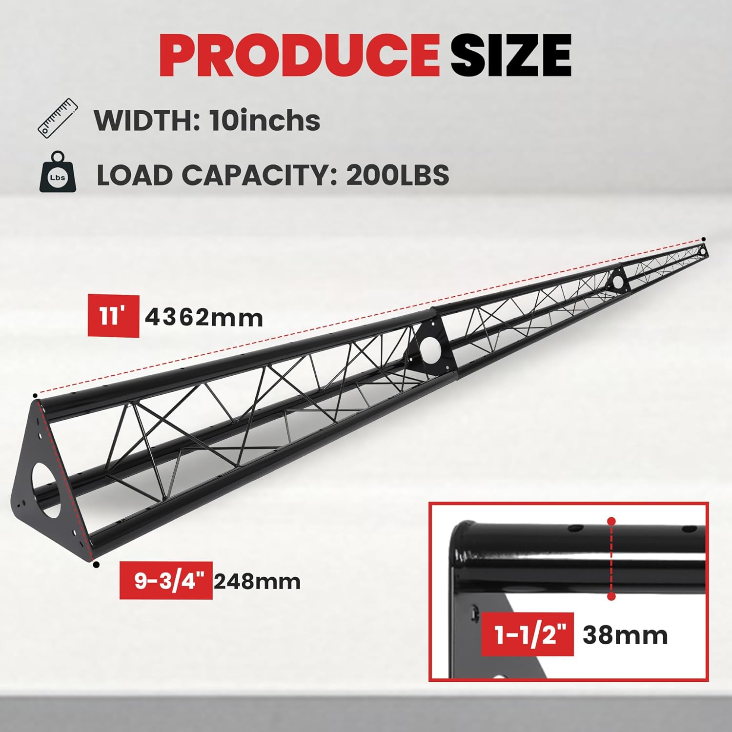 KUAFU 3 x 5ft Triangle Truss for DJ Booth Lighting System Stand and Live Stream, Mobile Steel Triangle Bolted Truss, Black