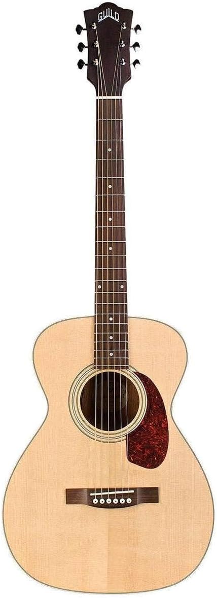 Guild Guitars M-240E Small Body Acoustic Guitar, Concert Size with Solid Sitka Spruce Top and Mahogany Archback, Natural, Westerly Collection