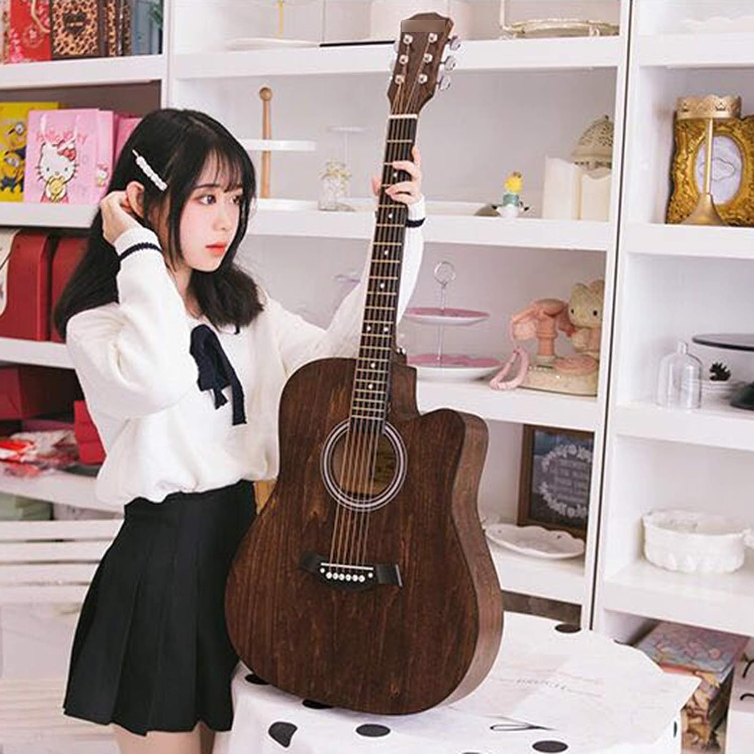 Guitar, Strong Sound Conductivity, More Stable Sound, Closed Knob, Comfortable Grip, Suitable for Beginners and Boys (Size:38 inches-B,Color:A)