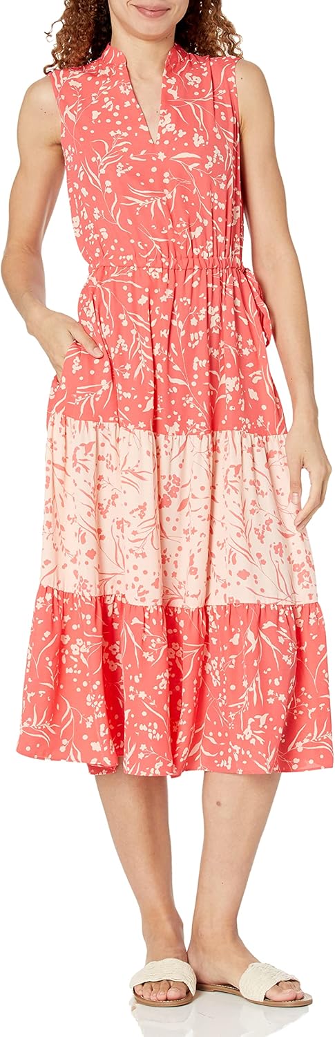 Anne Klein Womens Tiered Midi Dress