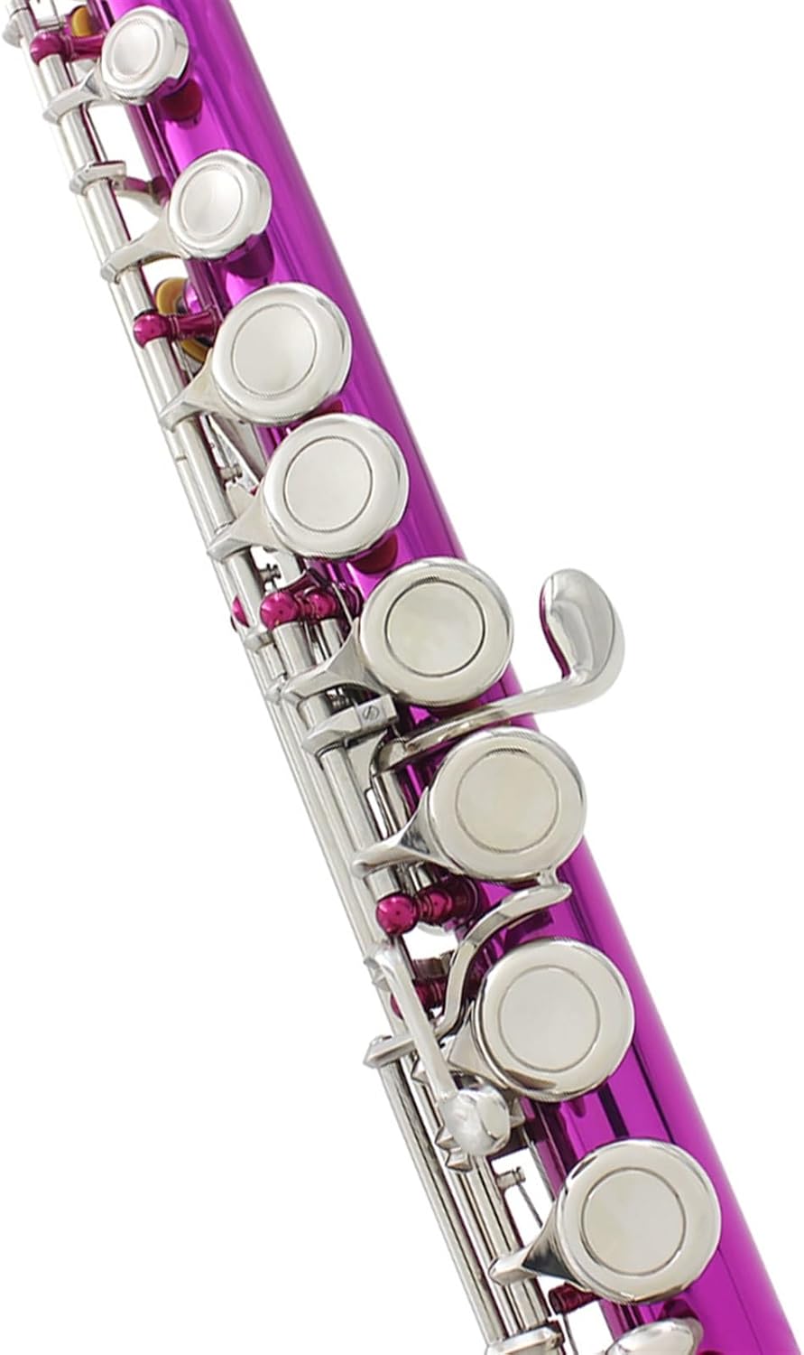 Flute 16 Hole C Flute Silver Plated Flute W/E Woodwind Flutes Musical Instruments (Color : Rose Pink)