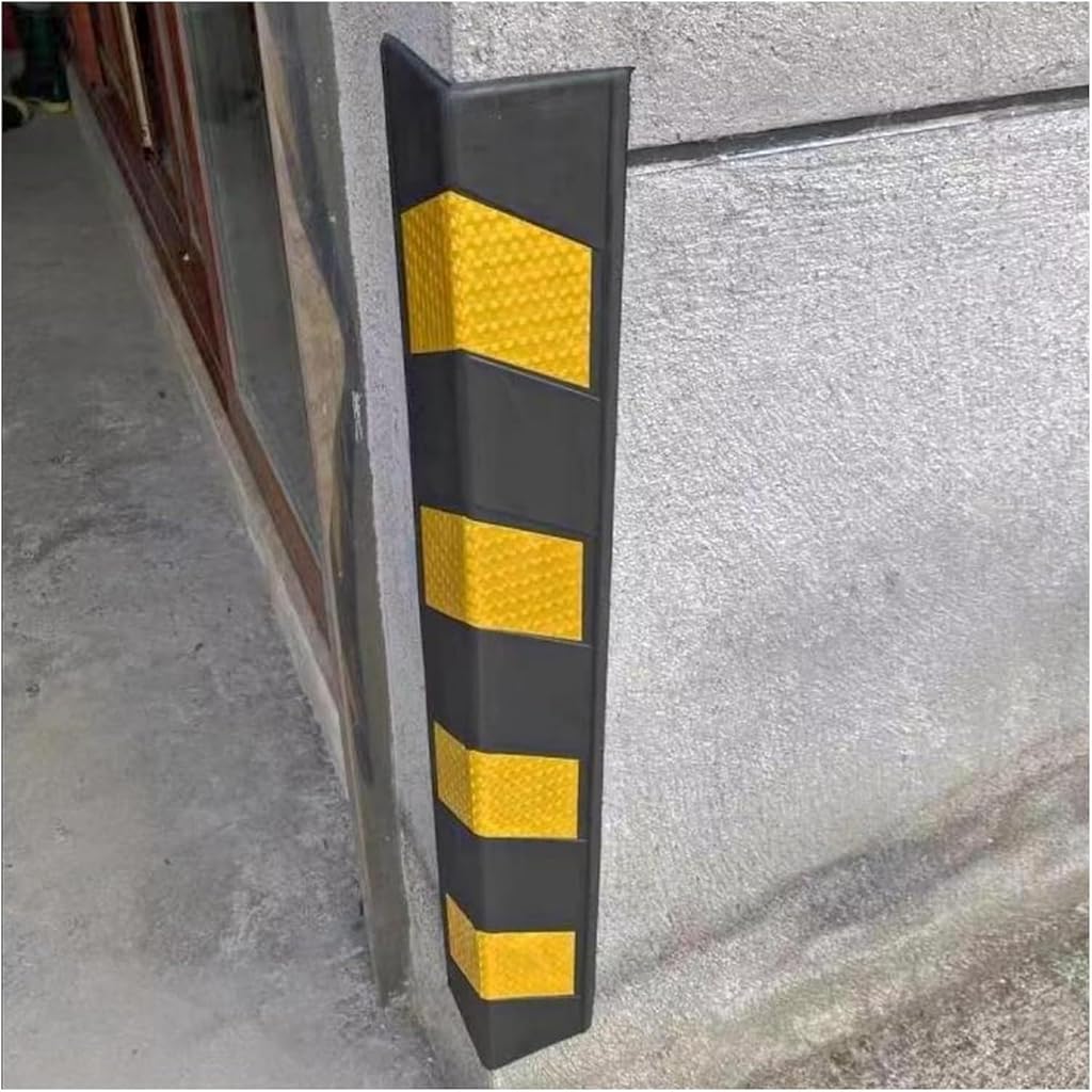 Car Parking Protector Car Parking Protector Wall Corner Guard For Parking Garages, Reflective Wall Corner Protector With Yellow Strips, L-Shape Rubber Column for garages and warehouses(2pcs-100cm)