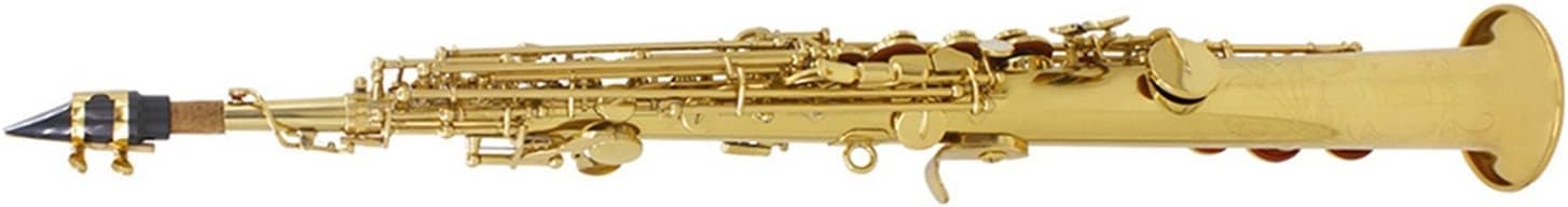 Bb Saxophone Brass Gold Lacquer Straight Saxophone Woodwind Musical Instrument with Case (Color : Golden Saxophone)