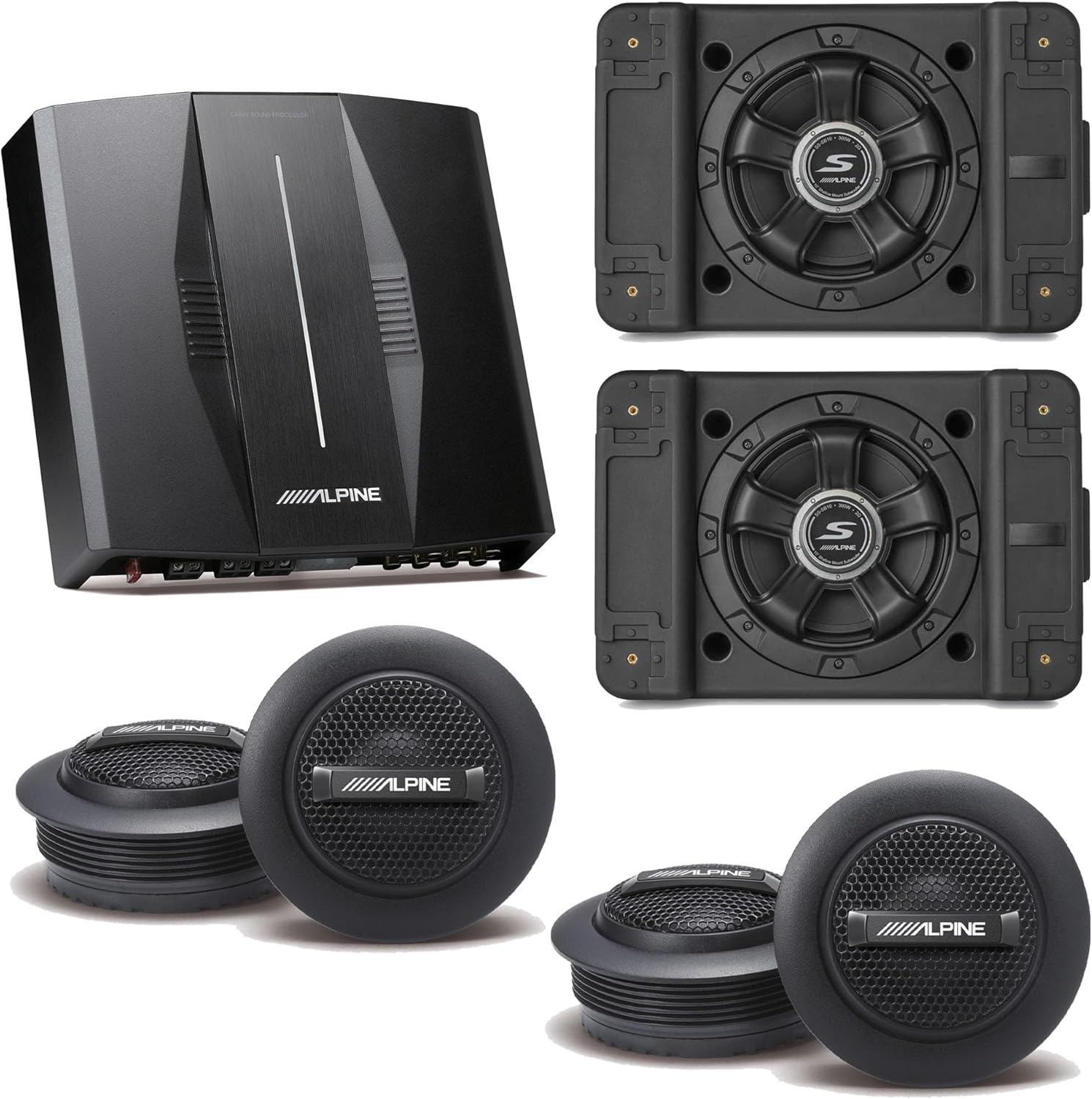 Alpine PXE-C80-88 OPTIM8 8-Channel Hi-Res Digital Sound Processor Amplifier w/ (2) SS-SB12 Subwoofer, (2) S-S10TW 1