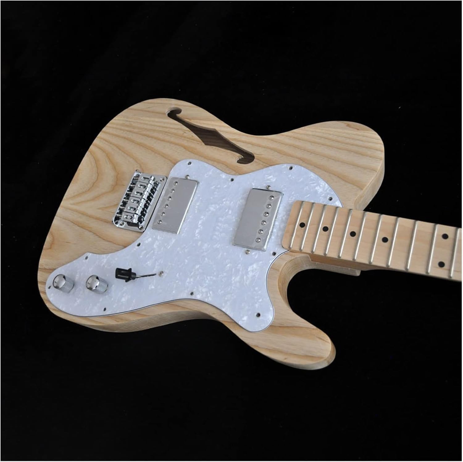 DIY Electric Guitar Kit DIY Electric Guitar Kit Semi-Hollow Ash Body with F Holes Maple Neck 21 FretsTruss Rod Adjust